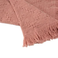 Glitzhome® Coral Pink Grid Cotton Woven Throw