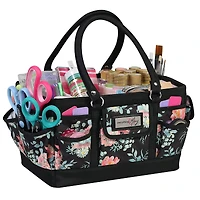 Everything Mary Black & Floral Deluxe Store & Tote Craft Organizer