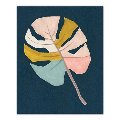 Color Block Tropical Leaf Canvas Wall Art