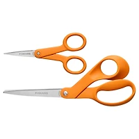 Fiskars® 8" & No.5 Micro-Tip® Orange-Handled Scissors Set