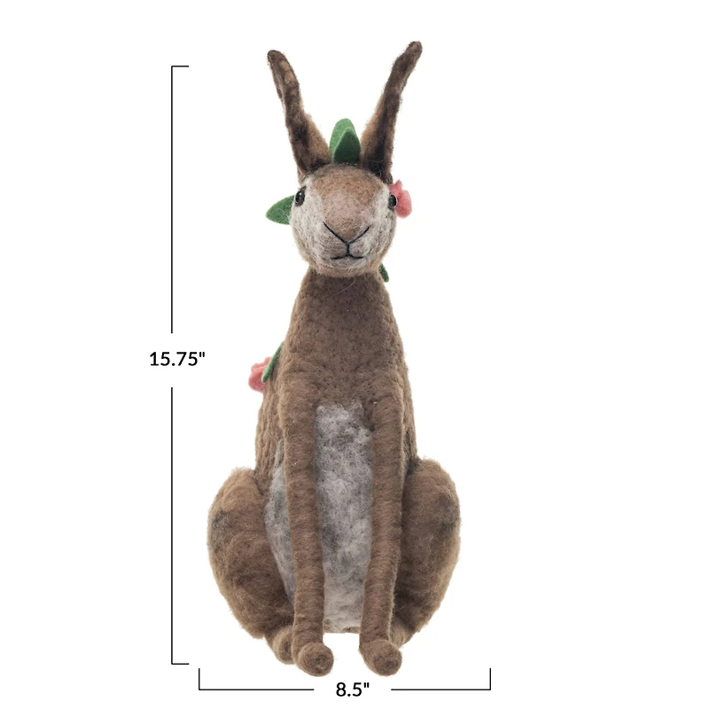 Hello Honey® 15.75" Flower Wool Rabbit Décor Accent