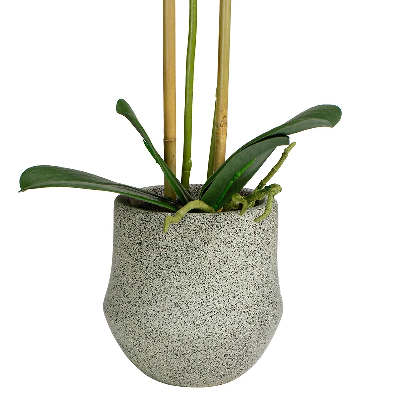14" Purple Orchid Plant in Gray Stone Pot