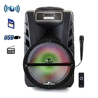 beFree Sound 12" Bluetooth Rechargeable Portable PA Party Speaker With Reactive LED Lights