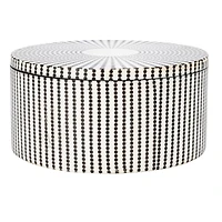 Hello Honey® 6.25" Black & White Spotted Round Reclaimed Wood Box