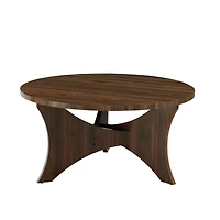 36" Dark Walnut Mid Century 3-Leg Round Coffee Table