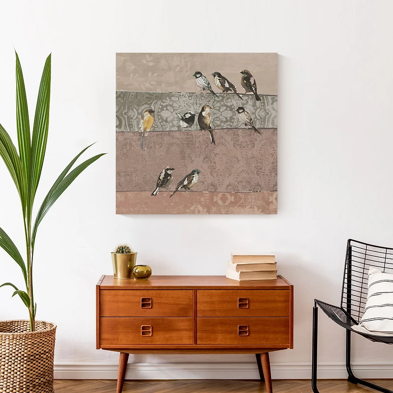 Collage Bird Patchwork 30" x 30" Canvas Wall Art