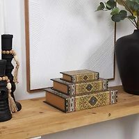 Arabesque Pattern Canvas Storage Book Box Set