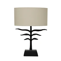 Hello Honey® 24" Black and Natural Leaf Shaped Table Lamp with Fabric Shade