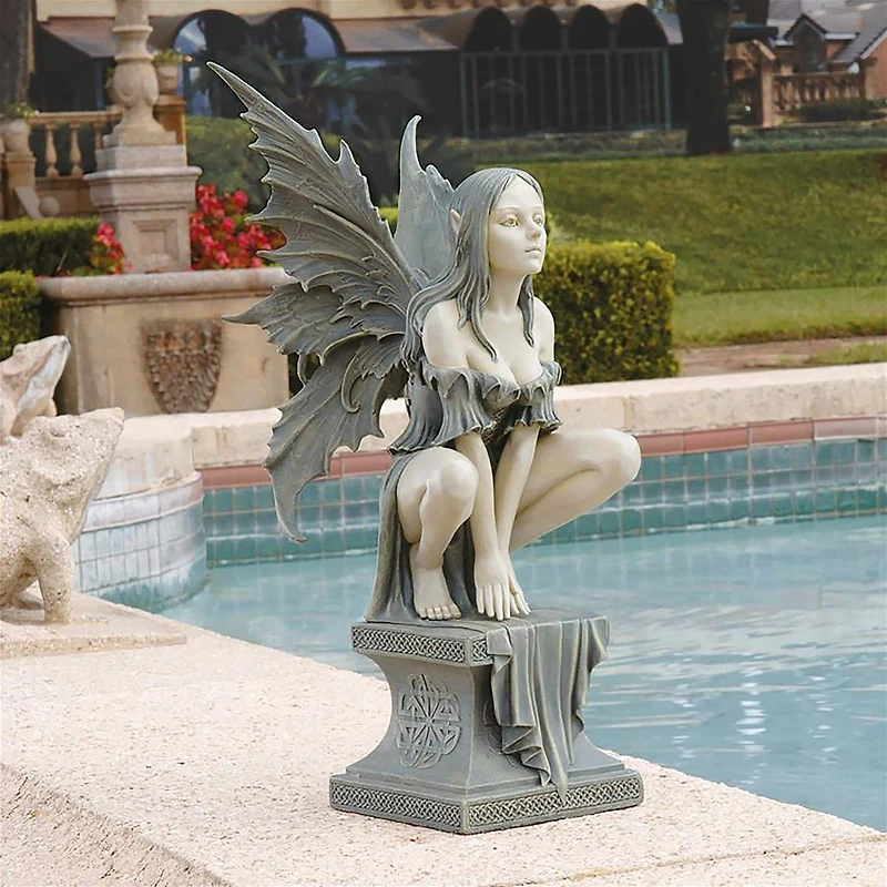Design Toscano® 17" Large Celtic Fairy's Perilous Perch Garden Statue