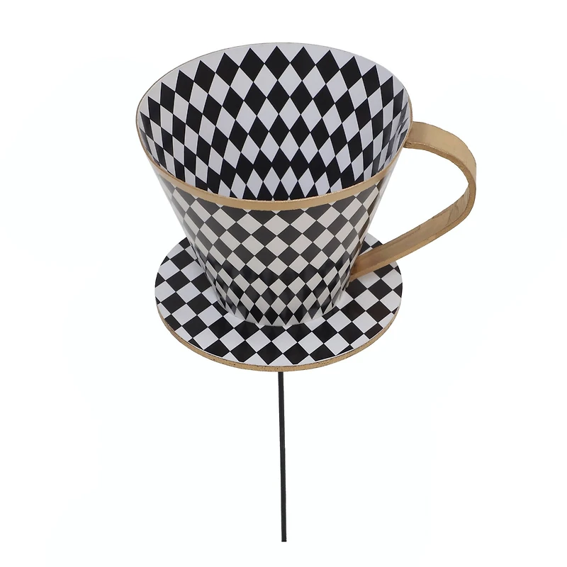 8.75" White & Black Checkered Teacup Pick by Ashland®