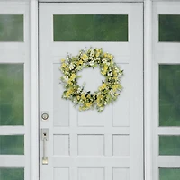 30" Yellow & White Dogwood & Daisy Floral Spring Wreath
