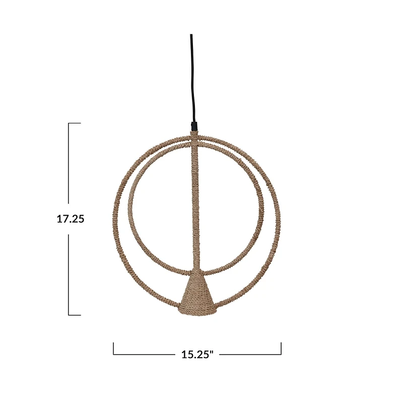 Hello Honey® 17" Abaca Metal Rope Pendant Light
