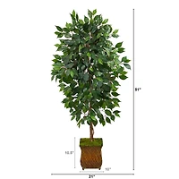 4ft. Ficus Artificial Tree in Metal Planter