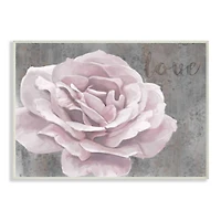 Stupell Industries Love Flower Pink Gray Texture Framed Wall Art