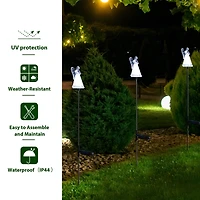 Glitzhome® 36" Solar Powered Angel Stake Light with Stainless Steel Poles, 3ct.