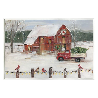 Stupell Industries Holiday Barn Winter Scene Wall Plaque Art