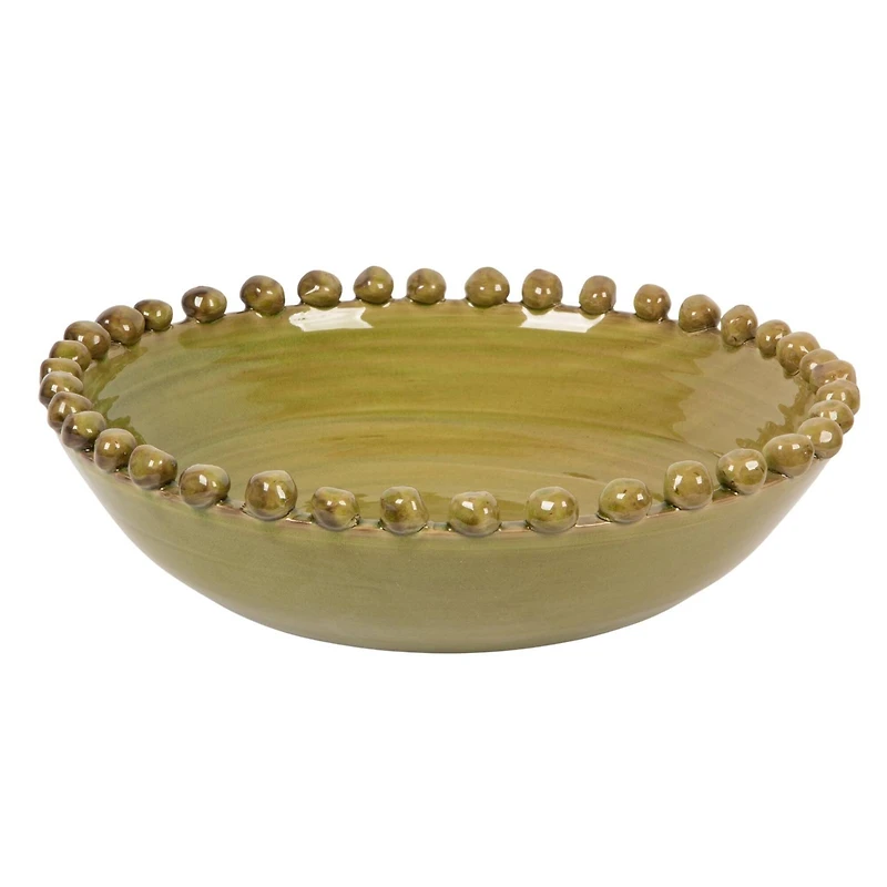 Hello Honey® 16.5" Green Round Hobnail Terra Cotta Decorative Bowl
