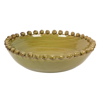 Hello Honey® 16.5" Green Round Hobnail Terra Cotta Decorative Bowl