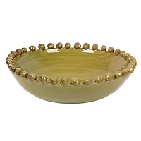 Hello Honey® 16.5" Green Round Hobnail Terra Cotta Decorative Bowl