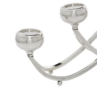 Silver Stainless Steel Candlestick Holders, 15x28x5"
