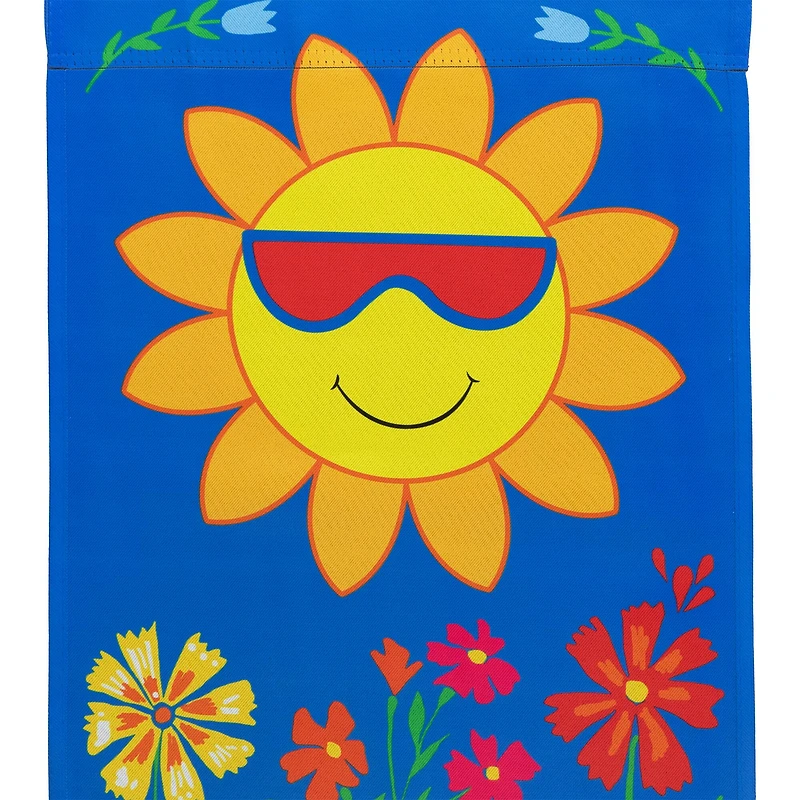18" Smiling Sun Floral Garden Flag