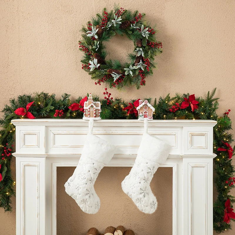 Glitzhome® Gingerbread House Stocking Holder Set