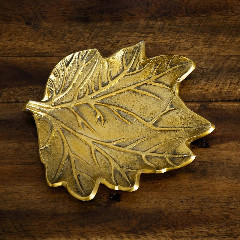 10" Gold Tree of Life Leaf Decorative Accent Tray