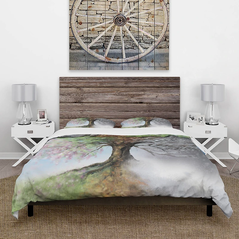 Designart 'Tree with Four Seasons' Traditional Bedding Set