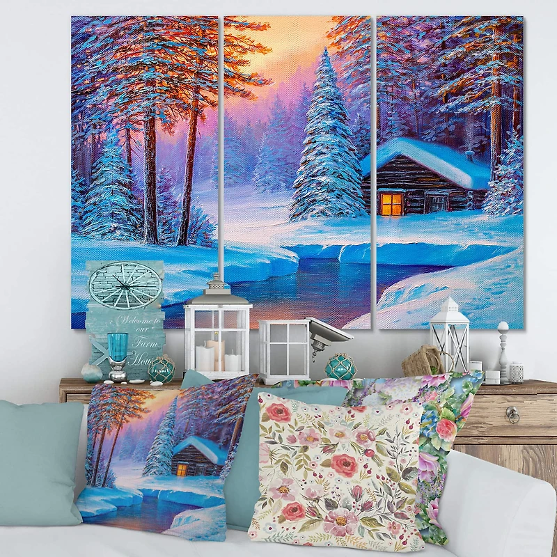 Designart - Old Cabin In Winter Forest I