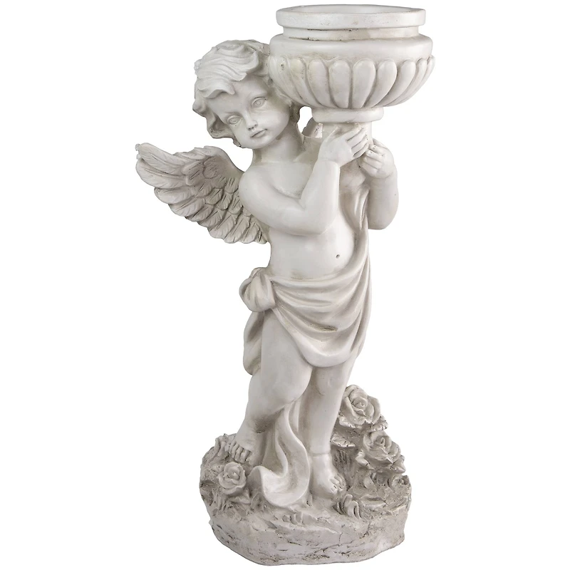 17.5" Cherub Angel Bird Bath Outdoor Garden Statue