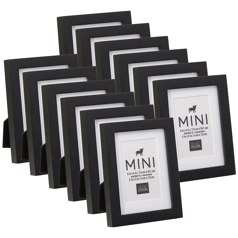 12 Pack: Black Mini Frame with Mat by Studio Décor®