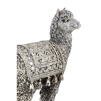 Set of 2 Silver Resin Eclectic Llama Sculpture, 10", 9"