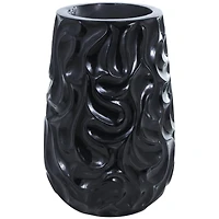 Large Black Wavy Textured Floor Vase