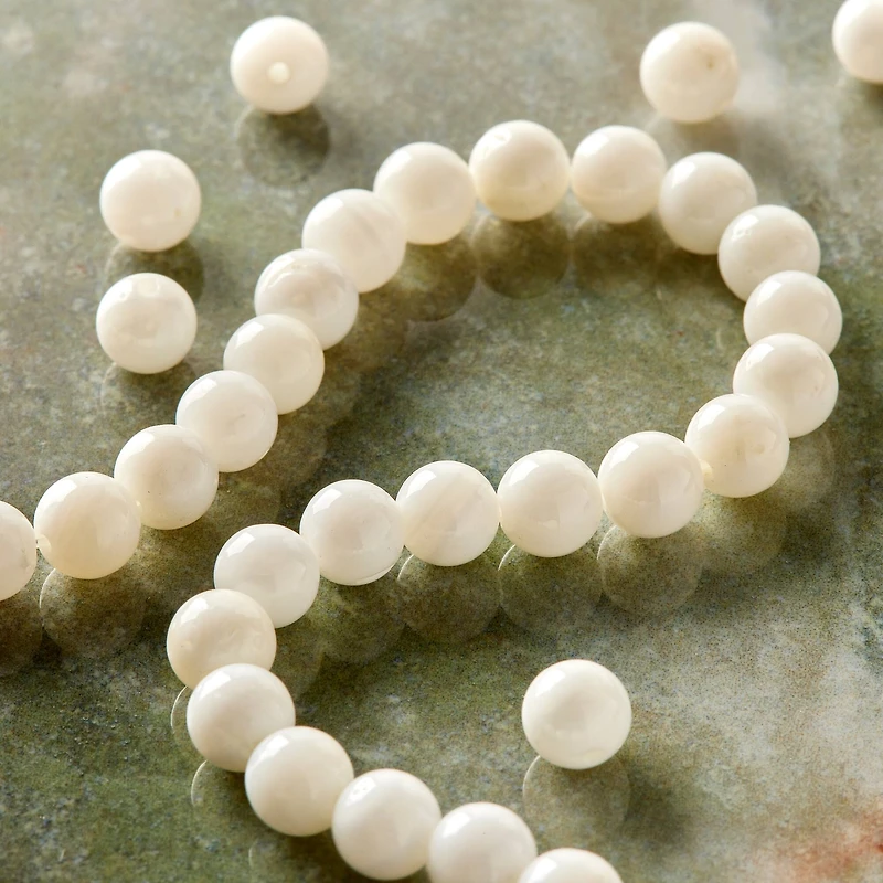White Shell Round Beads, 6mm by Bead Landing™