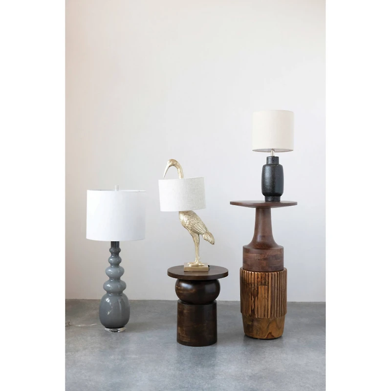 Hello Honey® 41" Glass Floor/Table Lamp with White Linen Shade