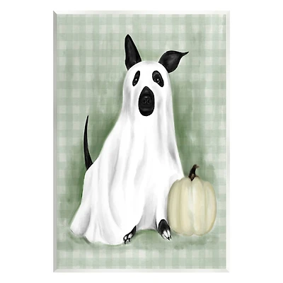 Stupell Industries Dog Ghost Halloween Costume Wall Plaque Art