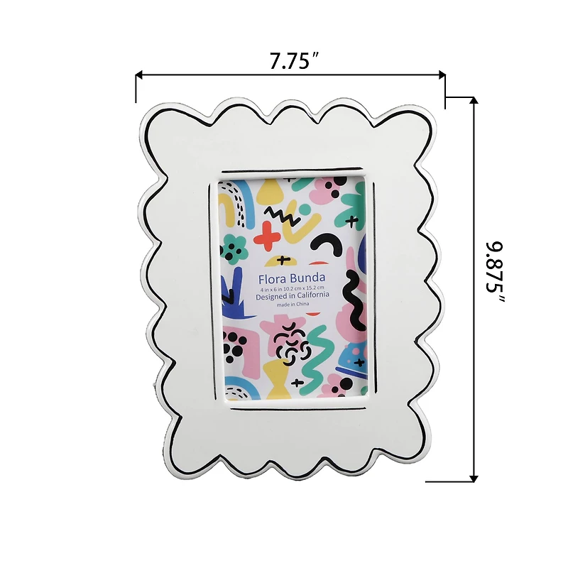 Flora Bunda® 4" x 6" Sand White Wavey with Sideline Ceramic Frame