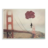 Stupell Industries Bridge Girl Balloons Abstract Modern Collage Design Wall Plaque