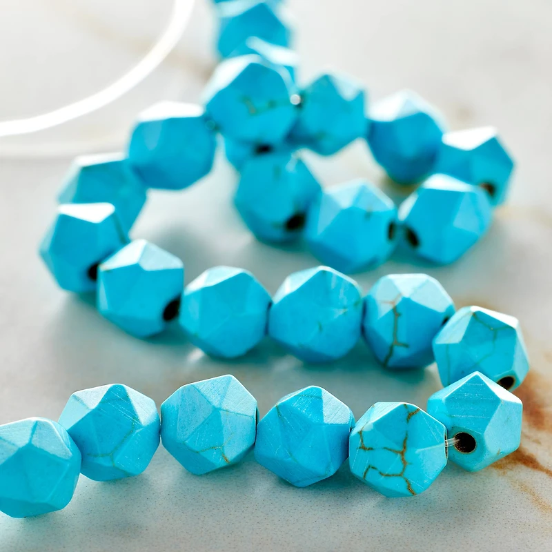 Turquoise Reconstituted Howlite Faceted Beads by Bead Landing™, 8mm