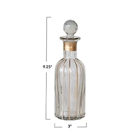 Hello Honey® 14oz. Clear & Gold Stripes Hand Painted Blown Glass Fluted Decanter