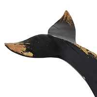 Black Polyresin Coastal Whale Sculpture, 7" x 24" x 8"