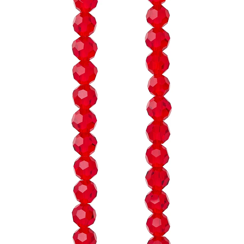 12 Pack: Ruby Faceted Glass Round Beads, 6mm by Bead Landing™
