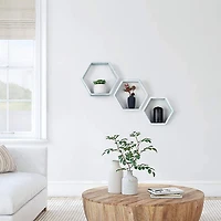 NEX™ Light Blue White Rustic Floating Honeycomb Shelf Set