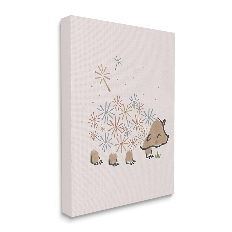 Stupell Industries Dandelion Flower Hedgehog Cute Floral Animal Canvas Wall Art