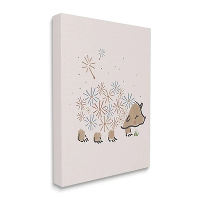 Stupell Industries Dandelion Flower Hedgehog Cute Floral Animal Canvas Wall Art