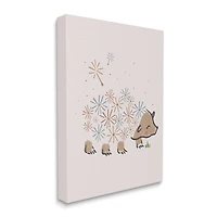 Stupell Industries Dandelion Flower Hedgehog Cute Floral Animal Canvas Wall Art