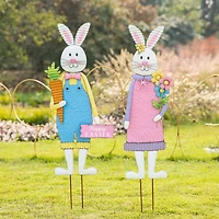 Glitzhome® Easter Bunny Boy and Girl Metal Décor, 2ct.