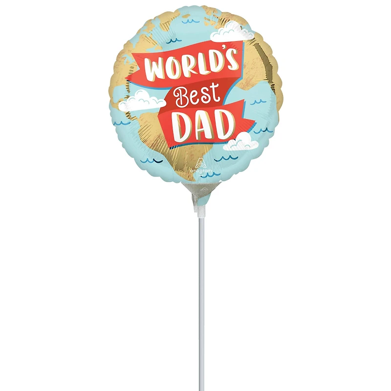 9" World's Best Dad Foil Stick Balloon