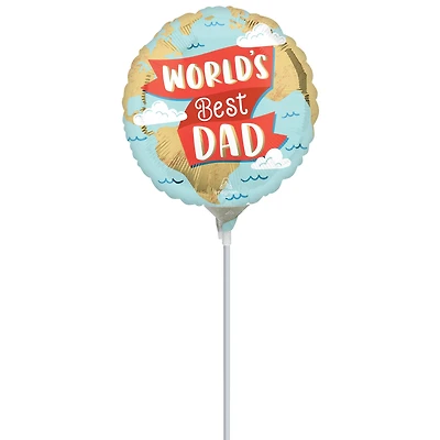 9" World's Best Dad Foil Stick Balloon