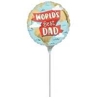 9" World's Best Dad Foil Stick Balloon